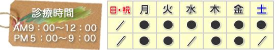 診療時間のご案内